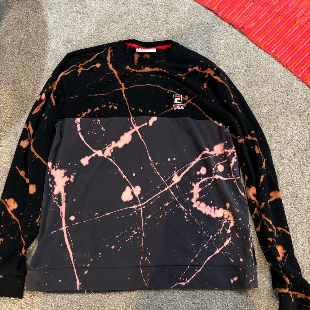 Fila Men's Black and Pink Splatter Sweater